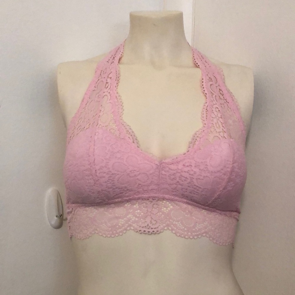 Halter Bra by aerie S/P (Pink).  Beautiful laced bralette.
